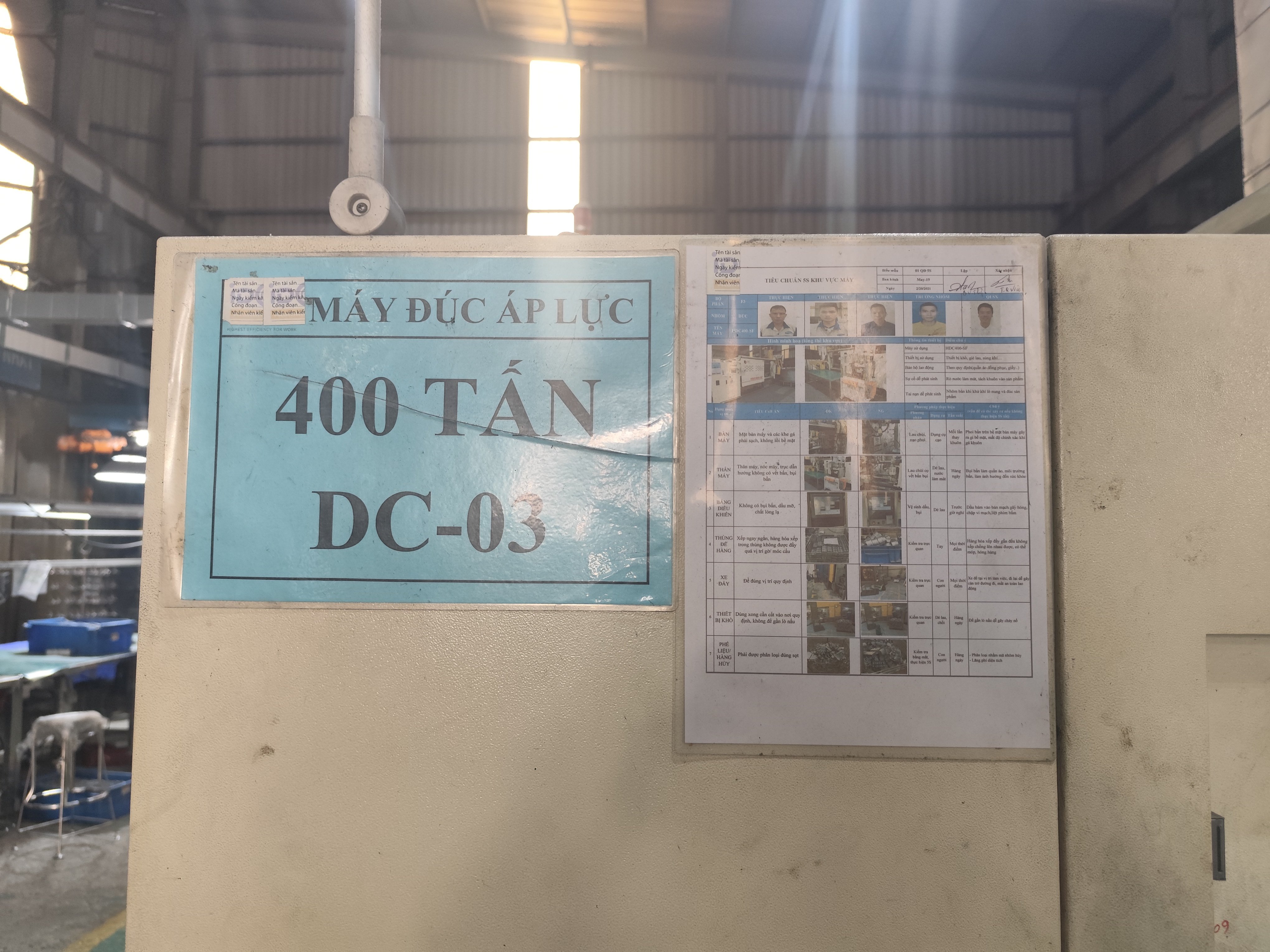 5S Standards in Machinery Area